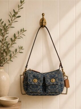 Coach Waverly Loved Denim Signature Turnlock Shoulder Bag - NWT